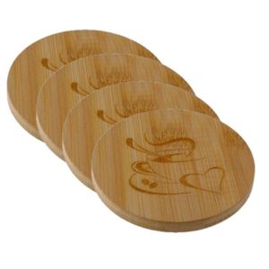 Set van 20x stuks houten ronde glazen onderzetters 10 x 10 cm