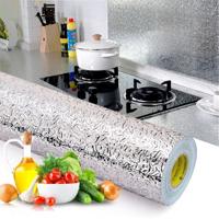 Keuken wand kachel aluminiumfolie olie-proof stickers anti-fouling hoge temperatuur zelfklevende Croppable wallpaper muur sticker grootte: 60cmx5m (F