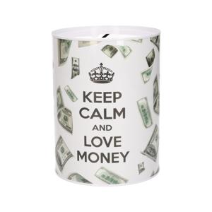 Spaarpot blik dollar biljetten - keep calm - 12 x 16 cm   -