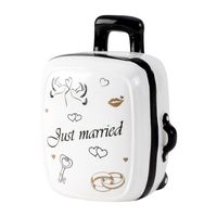Cepewa Spaarpot voor volwassenen Just Married - Keramiek - koffer in bruiloft thema - 15 x 12 cm - Spaarpotten - thumbnail
