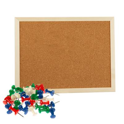 Prikbord van kurk - 40 x 30 cm - inclusief 40x gekleurde punt punaises - memobord - thuis - kantoor