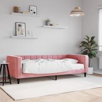Slaapbank met matras 90x200 cm fluweel roze