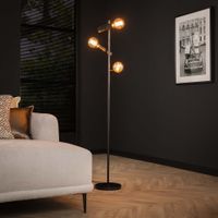 LifestyleFurn Vloerlamp Melany 3-lamps, Metaal - Charcoal