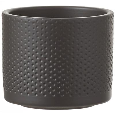 Mica Decorations Bloempot - antraciet - relief - keramiek - D12 x H10 cm - plantenpotten binnen