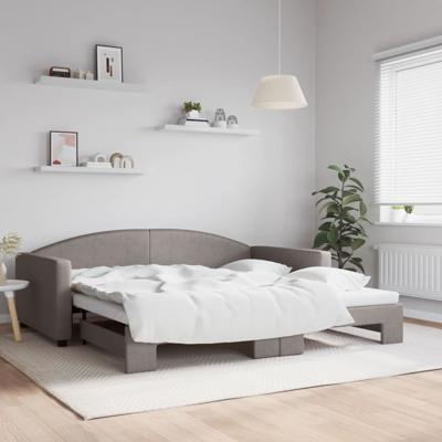 Slaapbank met onderschuifbed 100x200 cm stof taupe