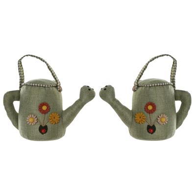 Deurstopper gieter - 2x - 1,5 kilo - groen - polyester - 26 x 13 x 25 cm