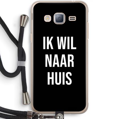 Ik wil naar huis - Zwart: Samsung Galaxy J3 (2016) Transparant Hoesje met koord