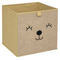 Opbergmand/kastmand beer- voor kinderen - karton/kunststof - bruin - 30 x 30 x 30 cm - thumbnail