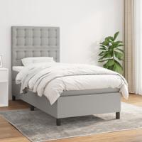 Boxspring met matras stof lichtgrijs 90x190 cm