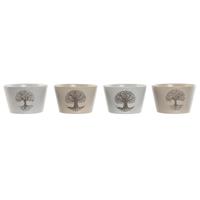 Kom Home ESPRIT Wit Beige Keramiek 570 ml 13 x 13 x 8 cm (4 Stuks)