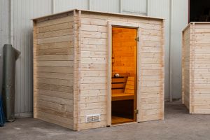 Interflex Binnensauna 205x168 cm 40 mm vuren blank- Plat dak- Onbehandeld vurenhout- Interflex