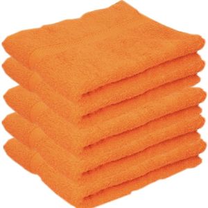 5x Luxe handdoeken oranje 50 x 90 cm 550 grams