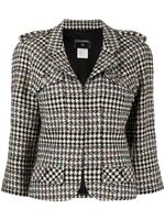 CHANEL Pre-Owned veste zippée à motif pied-de-poule (2006) - Gris - thumbnail