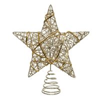 Kunststof ster piek/kerstboom topper champagne goud 22 cm - thumbnail