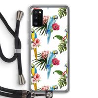 Kleurrijke papegaaien: Samsung Galaxy A41 Transparant Hoesje met koord