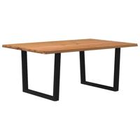 Eettafel met natuurlijke rand 180x120x74 cm massief eikenhout