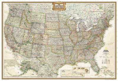 Wandkaart 20115 USA United States Executive Antique Large | 176 x 122 cm | National Geographic