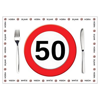 Placemat 50 jaar - 10x stuks - 42 x 30 cm - 90g - papier - verjaardag - jubileum