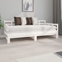 Slaapbank uitschuifbaar massief grenenhout wit 2x(90x190) cm - thumbnail