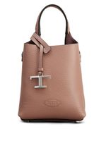 Tod's sac cabas en cuir à pendentif logo - Marron