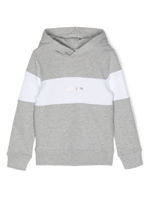 Calvin Klein Kids hoodie colour block à logo imprimé - Gris