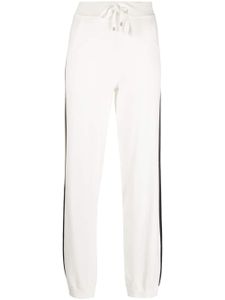 Lorena Antoniazzi pantalon en maille à bords rayés - Blanc