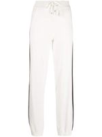 Lorena Antoniazzi pantalon en maille à bords rayés - Blanc