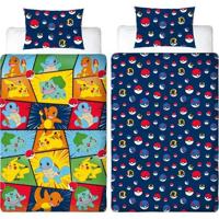 Omkeerbaar beddengoedset - POKEMON - Starter & Poké-ball - Microvezel - 1 dekbedovertrek 140 x 200 cm + 1 kussensloop 63 x 63 cm
