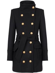 Balmain manteau ceinturé à boutons décoratifs - Noir