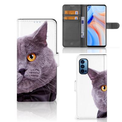 OPPO Reno 4 Pro 5G | Telefoonhoesje | Met pasjeshouder | Kat