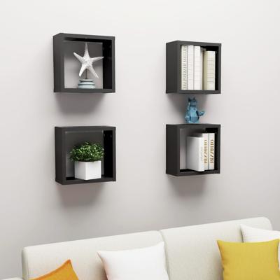 Wandschappen kubus 4 st 30x15x30 cm zwart