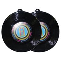 2x Plastic LP muziek gramofoon plaat 48 cm   -