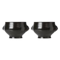 Cosy & Trendy soepkommen leeuwenkop - Set van 6x stuks - zwart - porselein - D11 cm - Soepbekers - s