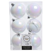 30x Parelmoer witte kerstballen 8 cm kunststof mat/glans