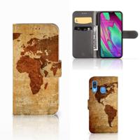 Samsung Galaxy A40 | Flip Cover | Wereldkaart