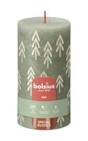 Bolsius Rustiek Printed Stompkaars 130/68 Fresh Olive - thumbnail