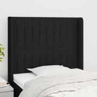 Hoofdbord met randen 93x16x118/128 cm stof zwart