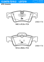 Remblokkenset, schijfrem ATE Ceramic ATE, u.a. fÃ¼r Mercedes-Benz - thumbnail