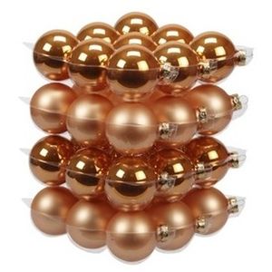 36x Glazen kerstballen mat en glans oranje 6 cm   -