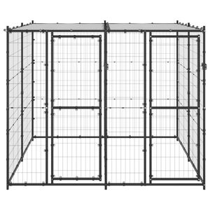 The Living Store Hondenkennel - Zwart/Zilver - 220 x 220 x 180 cm - Met dak en deuren - Draadgaas