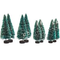 Rayher hobby kerstdorp miniatuur boompjes - 8x stuks - 9 en 12 cm - Kerstdorpen - thumbnail