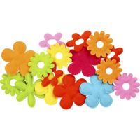 Creativ Company Bloemen van vilt, afm 35x45 mm, dikte 1,2 mm, 16 stuk/ 1 doos