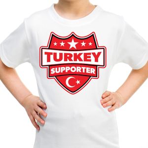 Turkije / Turkey schild supporter t-shirt wit voor kinderen