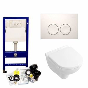 Geberit UP100 Toiletset 53 Villeroy & Boch O.Novo Compact Met Bril En Drukplaat - Standaard Delta 21 Wit (115125111)