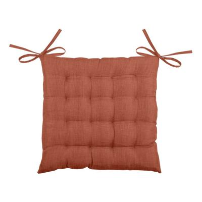 Stof Textile stoelkussen BEA - terracotta - 40 x 40 x 4 cm - touwtjes sluiting - binnen/buiten