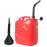 Jerrycan rood voor brandstof van 20 liter met een handige grote trechter - thumbnail