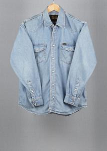 Wrangler Blue vintage denim shirt in size L for Unisex