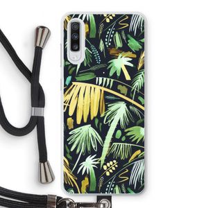 Tropical Palms Dark: Samsung Galaxy A70 Transparant Hoesje met koord