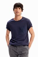 Effen T-shirt met borstzakje - thumbnail