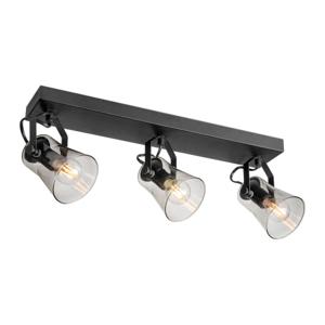 Moderne LED Opbouwspot Edge - Zwart - 48/10/18.5cm - Dimbaar - plafonniere gemaakt van glas en metaal - inclusief LED lichtbron - E14 fitting - 4W - 400lm - 2700K - warm wit licht